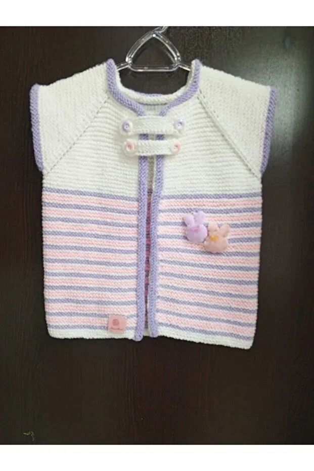 Детский кардиган без рукавов Hand Knitted Children's Cardigan Esmasultan, Pink