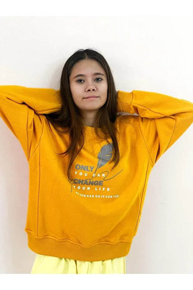 Детское для мальчиков свитшот с принтом Crew neck printed sweat Miababy, Yellow