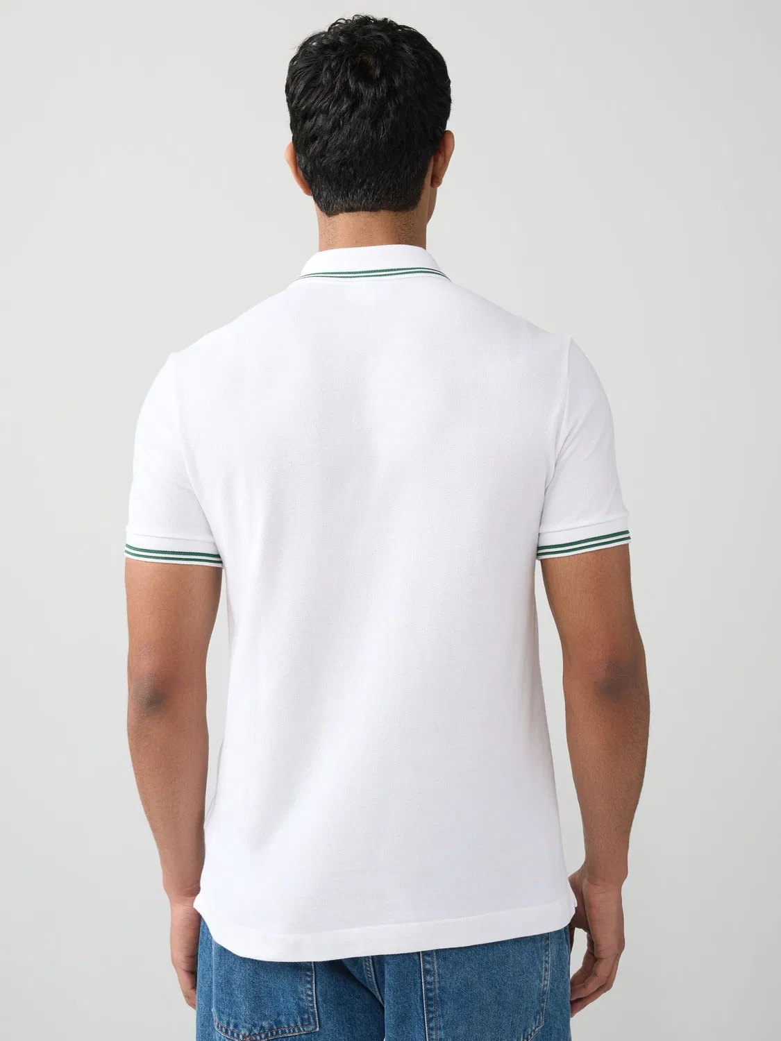 Lacoste Рубашка-поло из пике с короткими рукавами и воротником в белую полоску, White — фото 2