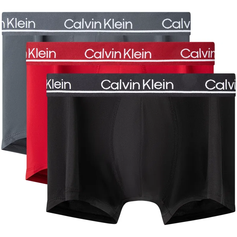 Мужские трусы-боксеры комплект из 3 штук Space Black/Carmine/Carbon Gray Calvin Klein