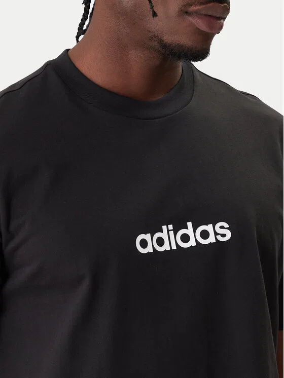 Футболка regular fit Essentials Linear Adidas, черный — фото 4