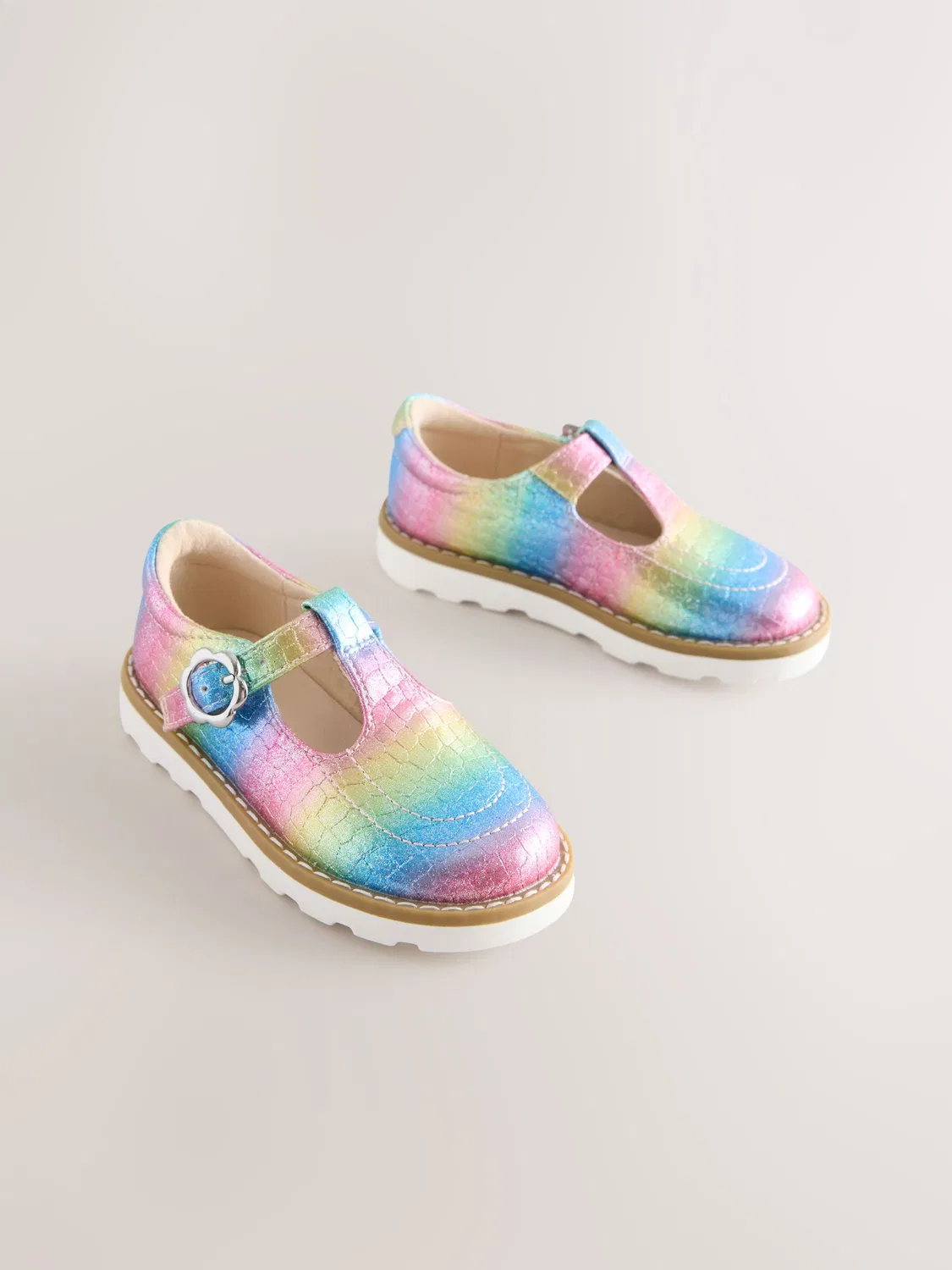 Туфли T-bar с перфорацией, Multi Rainbow Shimmer Next, мультицвет