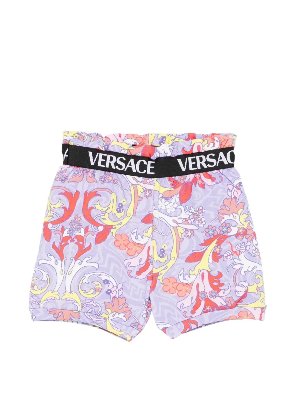 Шорты с принтом Barocco и поясом с логотипом Versace Kids, фиолетовый