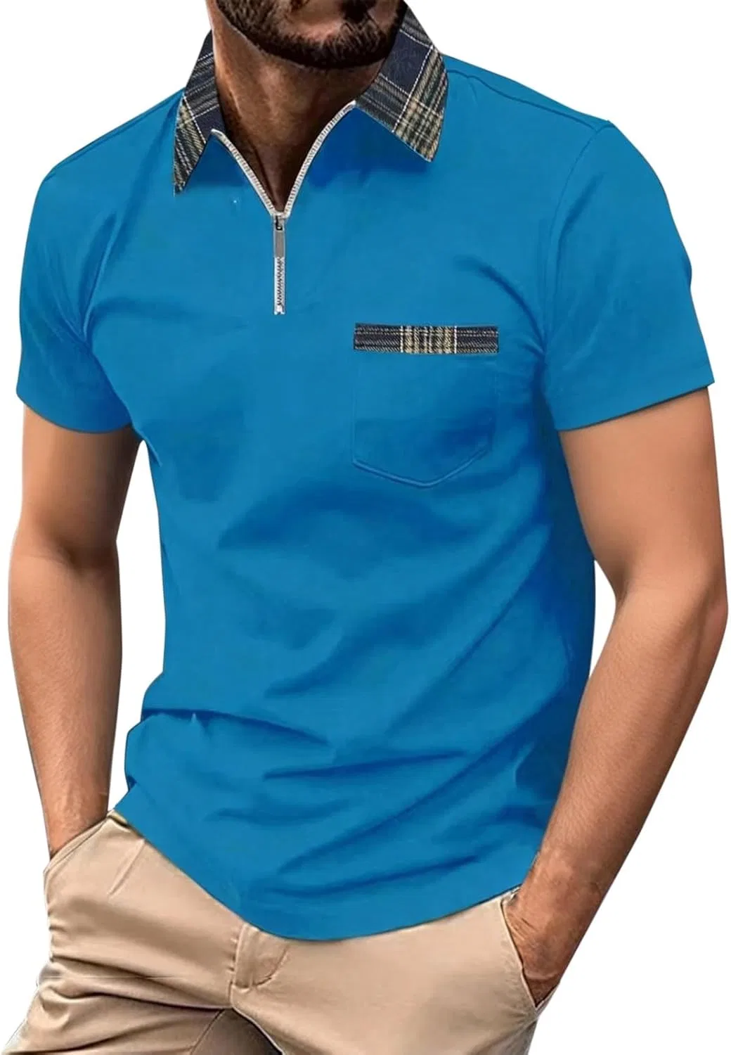 Мужское поло Casual Collared Athletic Polo Shirts, цвет 1c-blue
