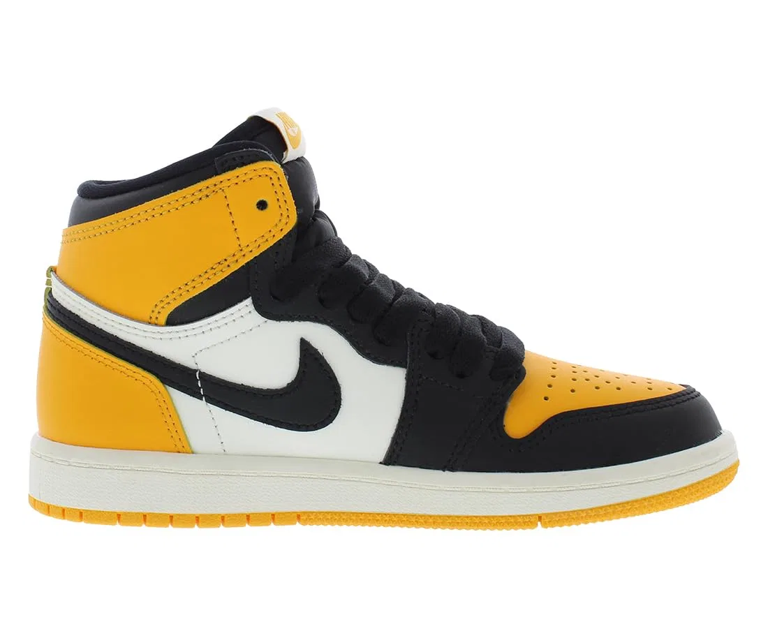 Детские кроссовки для мальчиков высокие Jordan 1 Retro High Og Jordan, Taxi Black Sail — фото 3