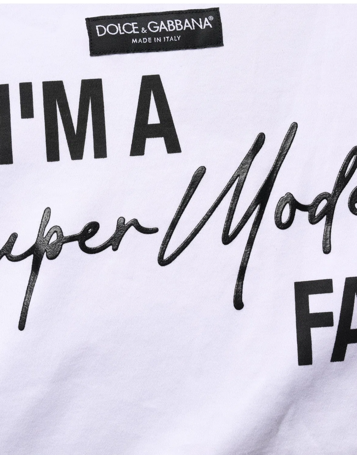 Женская футболка с принтом I'm A Super Model Fan Dolce & Gabbana, White — фото 4
