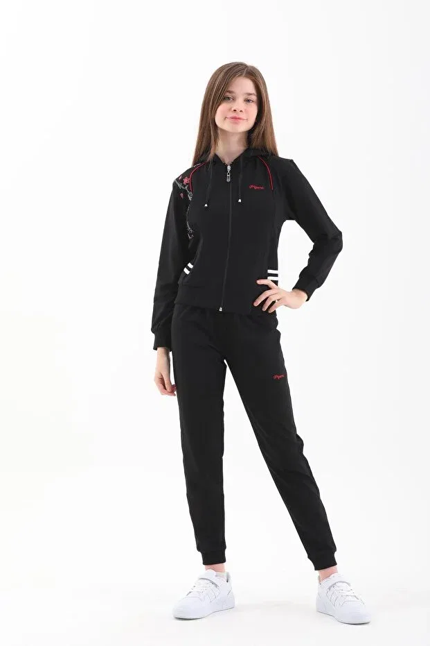 Детский спортивный костюм для девочек с капюшоном Piyera, Navy Blue-Red