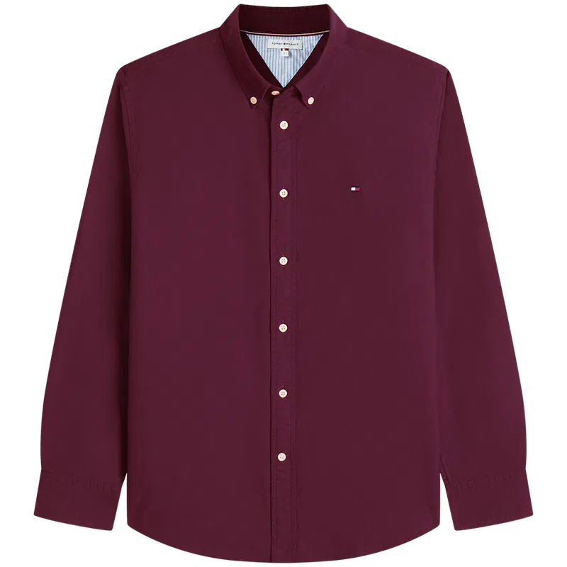 Мужская рубашка с воротником SS26 Shirts, Tommy Hilfiger, Dark Red VLP