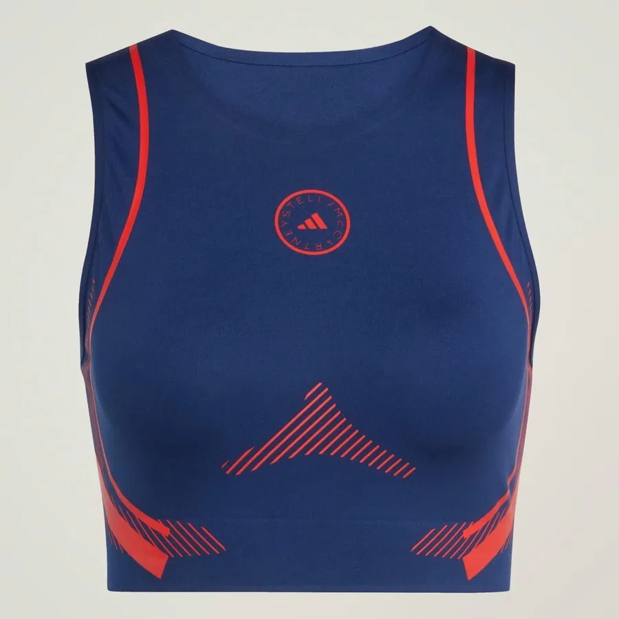 Спортивный топ-кроп с высоким воротником Truepace Running By Stella Mccartney adidas, Темно-синий — фото 4