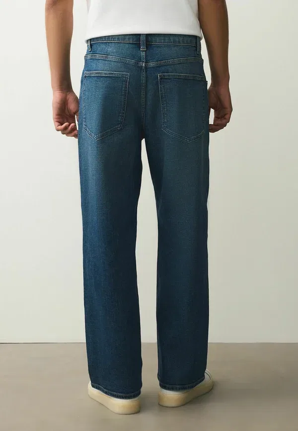 Брюки хлопок с эластаном Classic stretch - relaxed fit jeans Next, Mid Blue Crosshatch, синий — фото 3