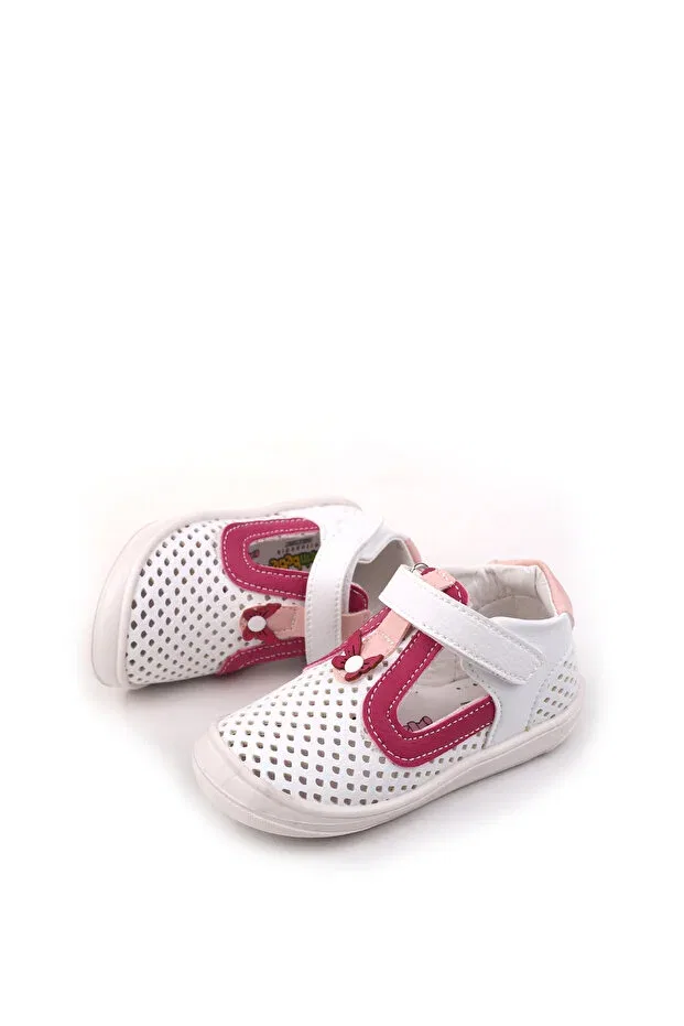 Детские ортопедические туфли для девочек с принтом Walkenzo, White-Fuchsia — фото 4