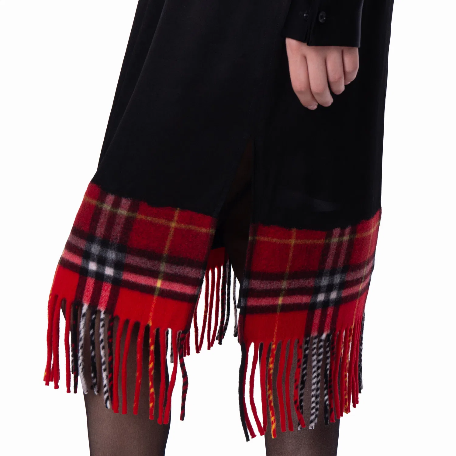 Юбка из сатина с принтом Satin Check Scarf Skirt Burberry, Black — фото 2