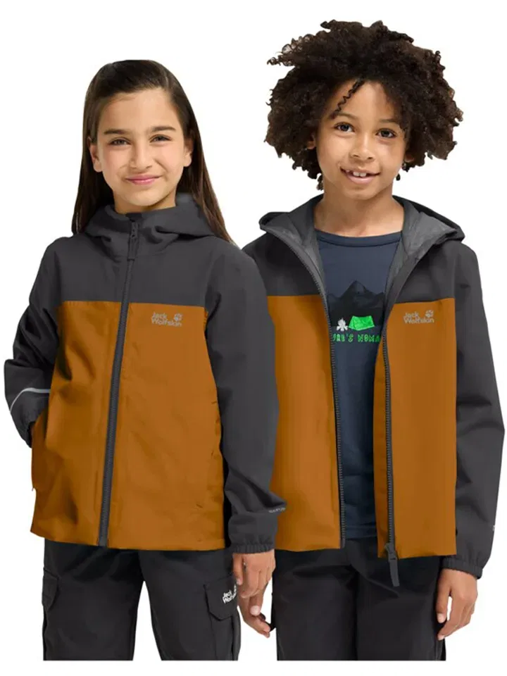 Куртка дождевик детская Jack Wolfskin, светло-коричневый — фото 2