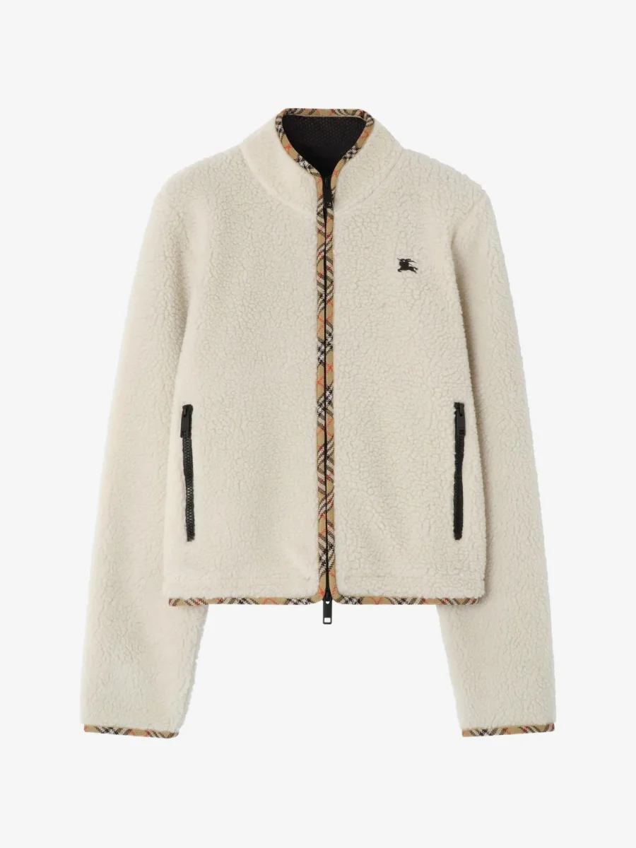 Куртка Burberry укороченная из флиса, бежевый — фото 4