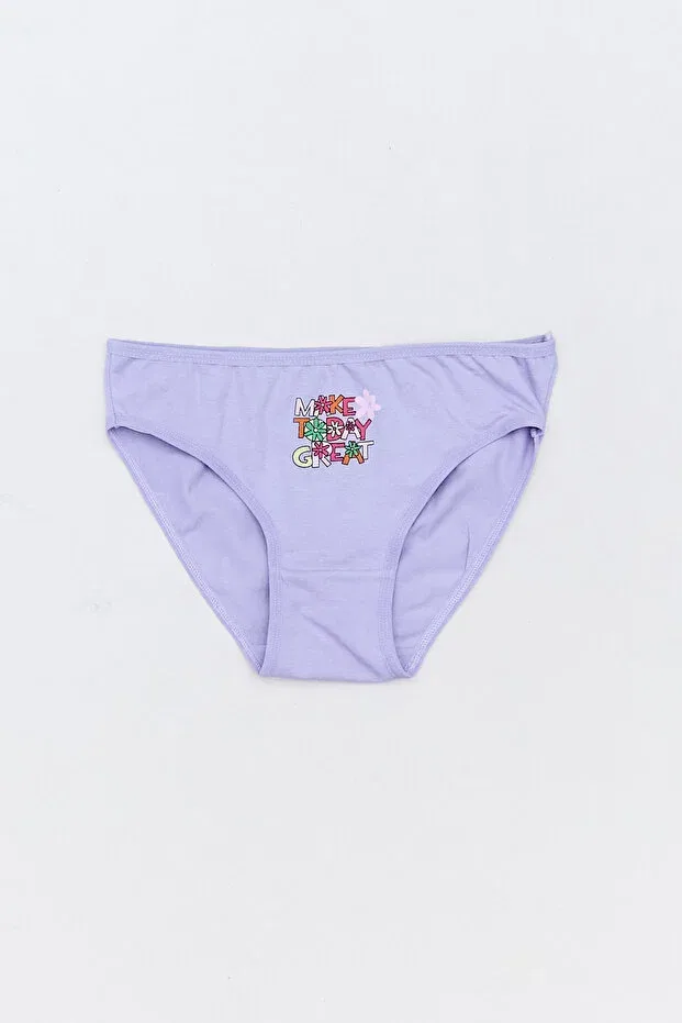 Детские трусы для девочек с принтом Floral printed 3-piece girls' panties Fulla Moda, Purple — фото 4