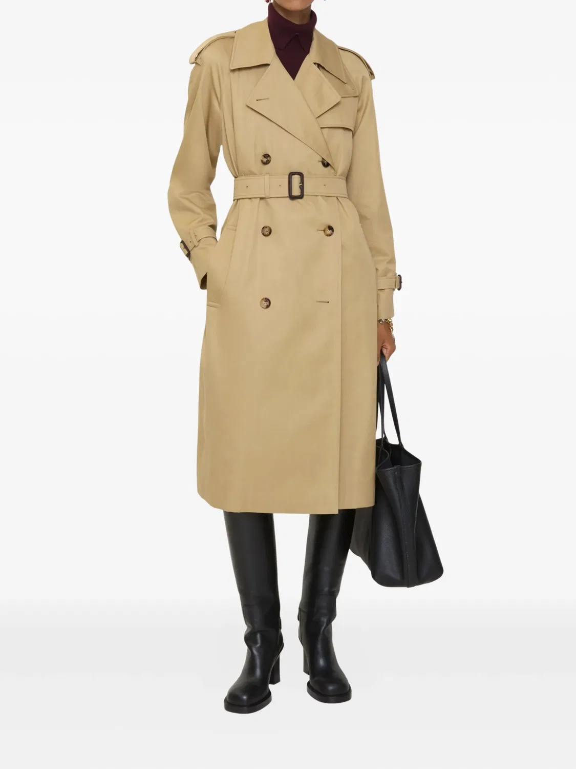 Пальто-тренч на двойных пуговицах с поясом Burberry, нейтральные — фото 2
