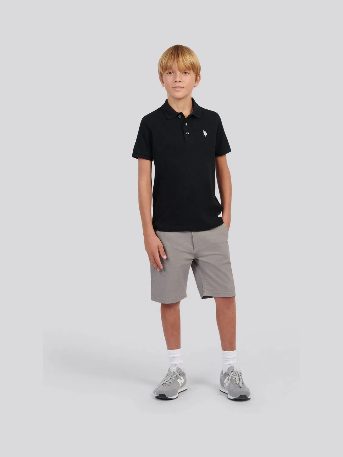 Шорты классические чинос, стрейч U.S. Polo Assn, серый — фото 3