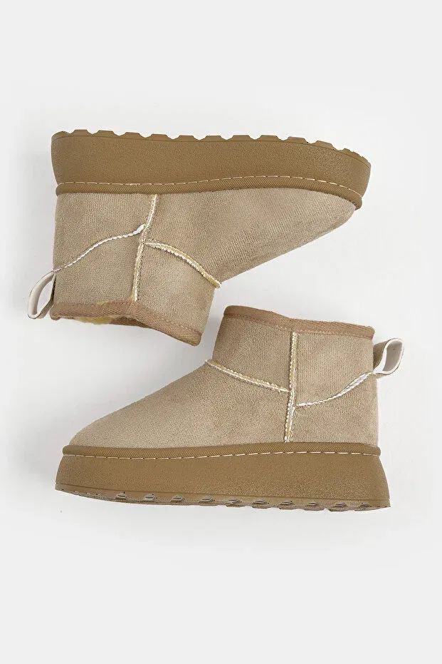 Детские ботинки для девочек на толстой подошве с мехом Tonny Black, Beige — фото 2
