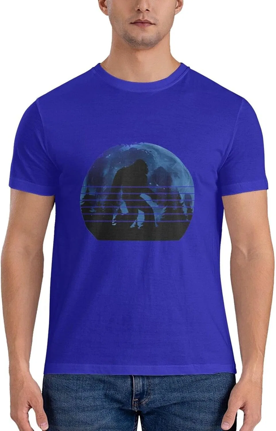 Мужская футболка с принтом Moon Bigfoot Trees, Blue — фото 4