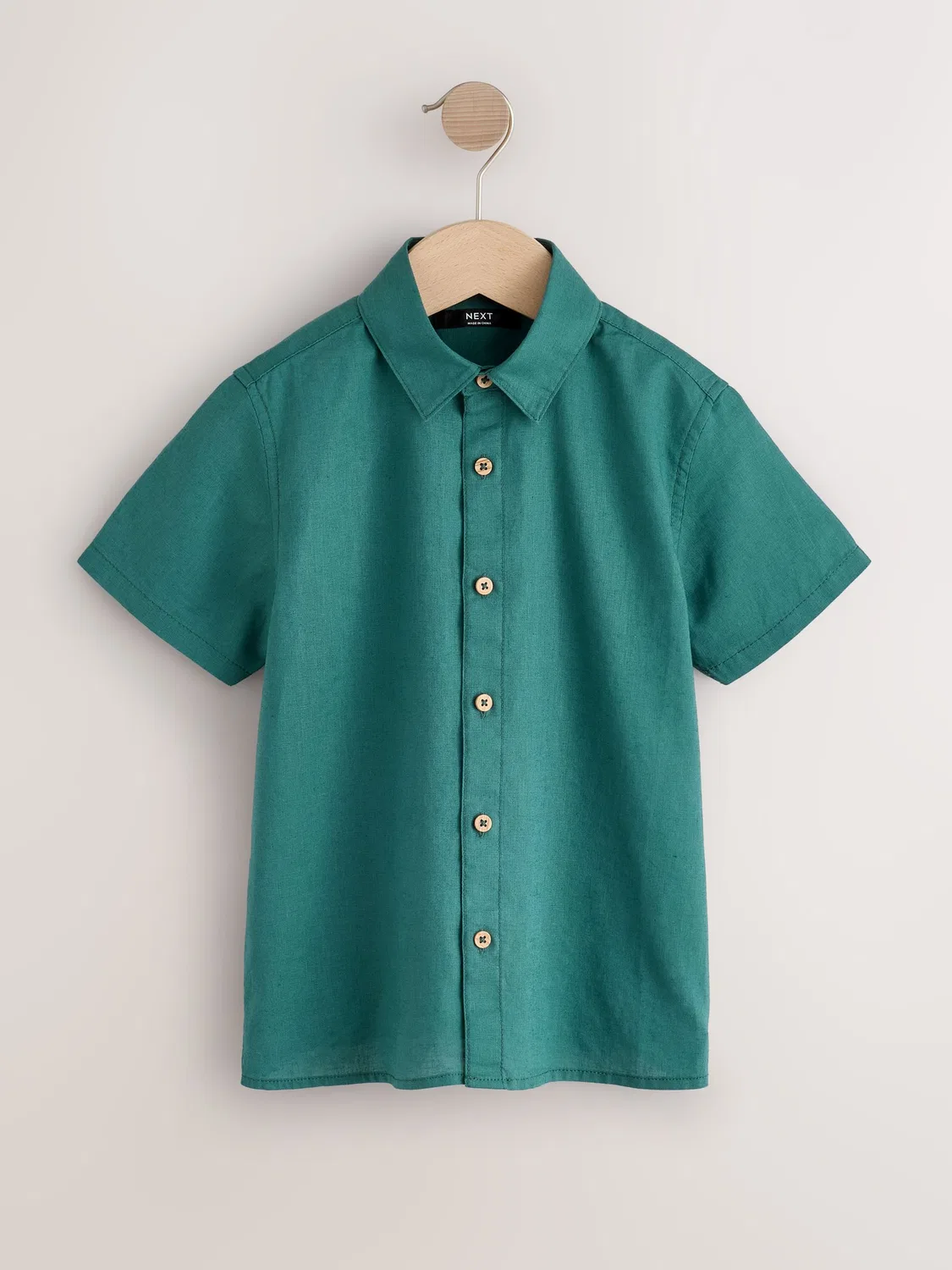 Рубашка с коротким рукавом из льняной смеси, Forest Green Next, лесной зеленый
