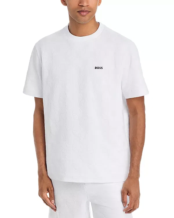 Мужская футболка с принтом Tennis Member Ball Pattern Logo Boss, белый