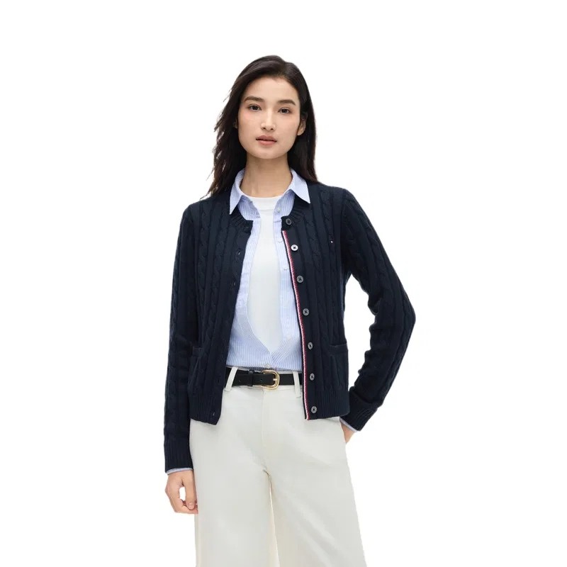 Женский свитер с круглым вырезом Tommy Hilfiger, Khaki A0A — фото 3