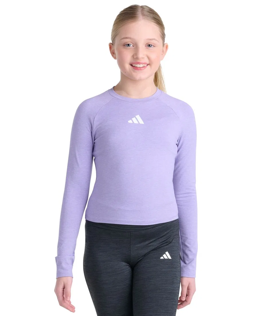 Детская футболка с длинным рукавом реглан, slim fit adidas, Lilac Melange