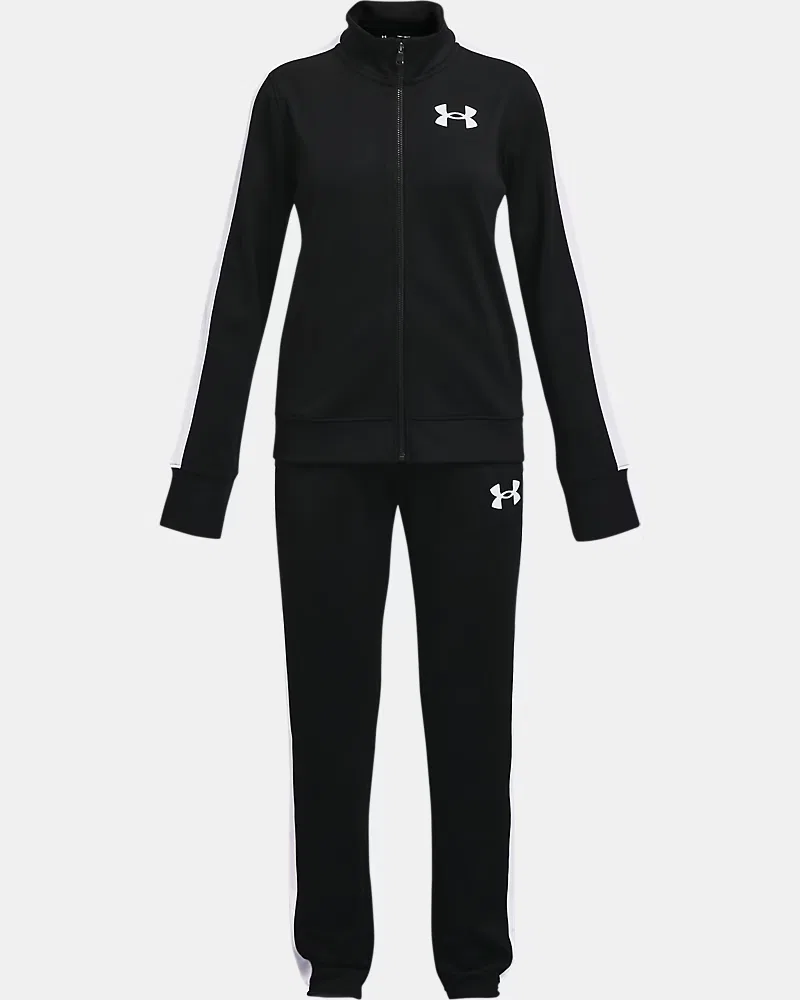 Спортивный костюм для девочек, быстросохнущий, куртка и штаны, UA Knit UnderArmour, Black/White