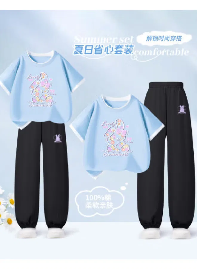 Комплект футболка и штаны хлопковый с коротким рукавом Jeanswest, синий