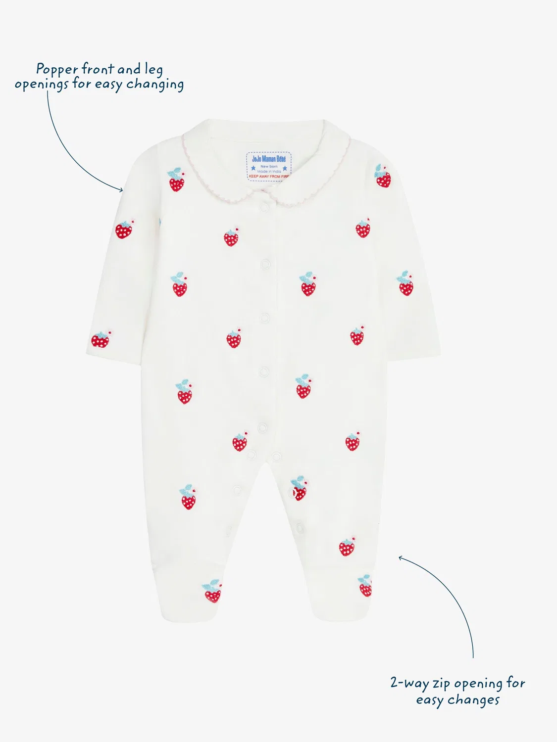 Комбинезон с вышивкой клубники, JoJo Maman Bébé, Red Strawberry — фото 2