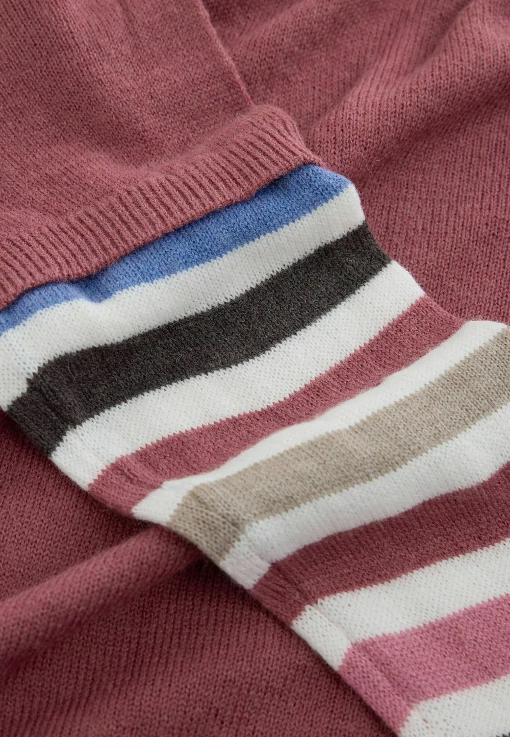 Свободный крой - вязаный топ с длинными рукавами - джемпер Next, Mauve Pink Stripe — фото 2