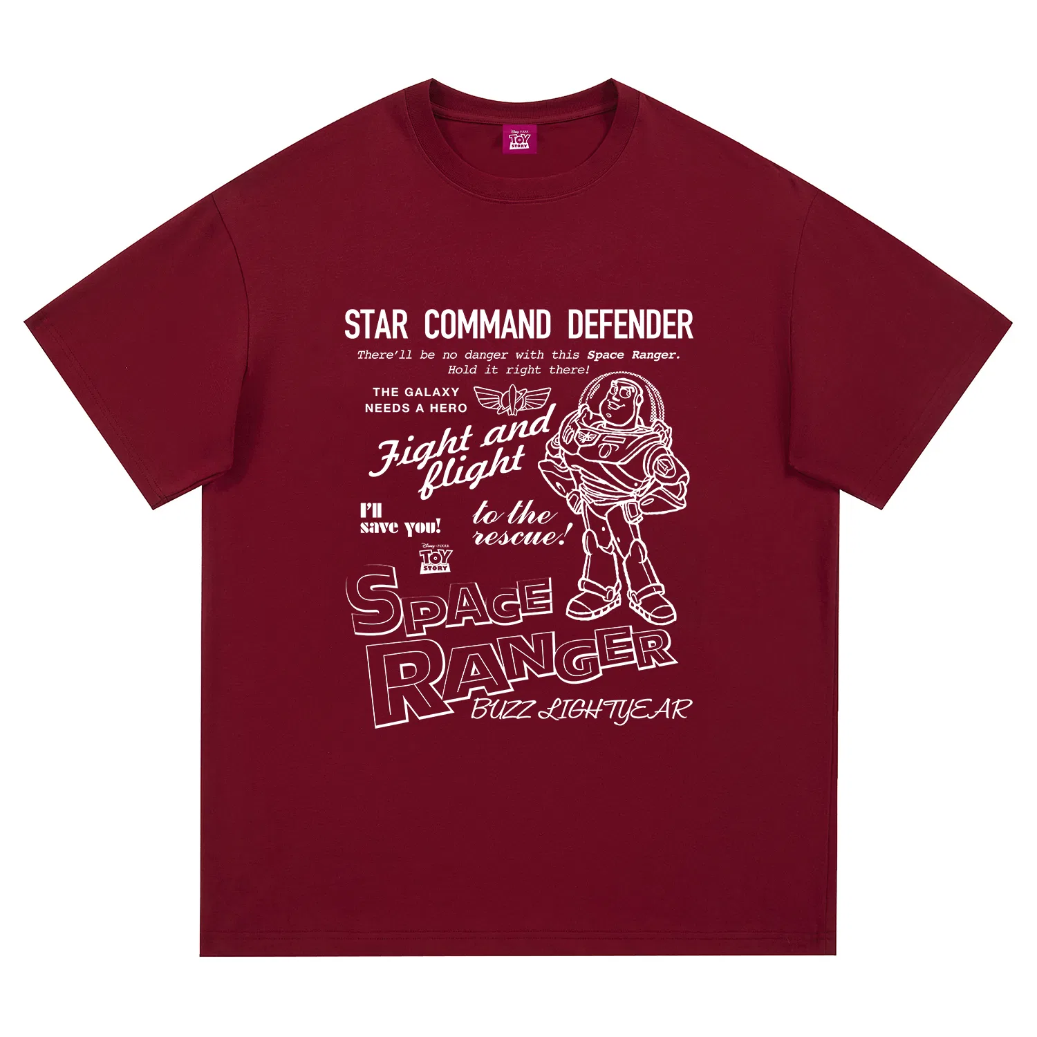 Детская футболка с принтом Disney Unisex Crew Neck Thin Straight Fit, Burgundy