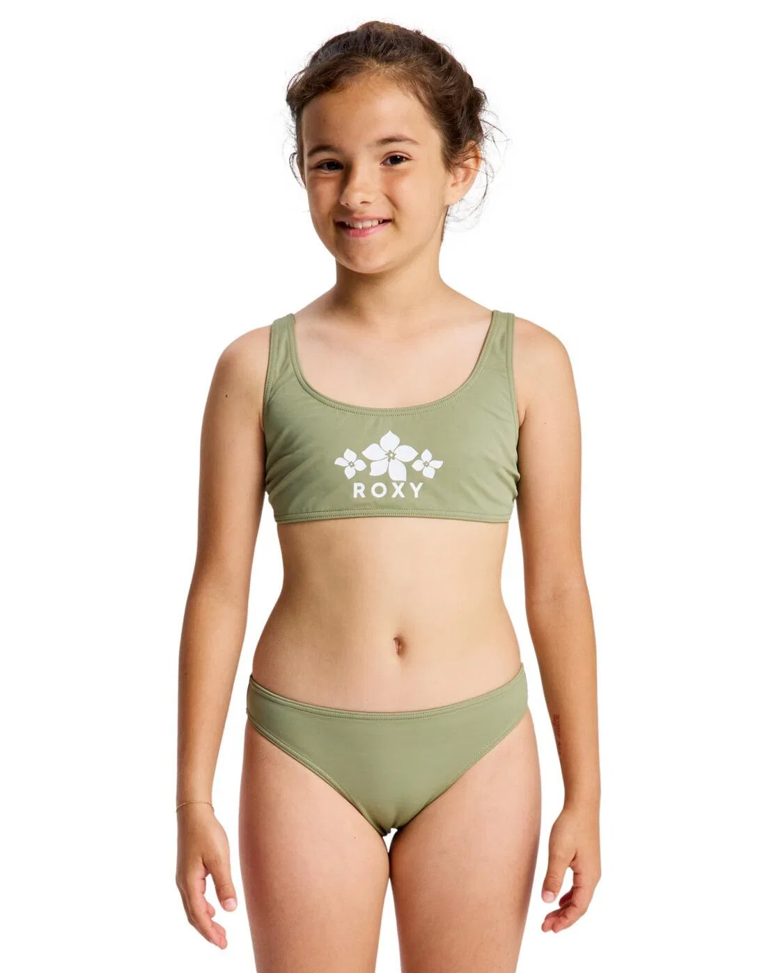Детское бикини-комплект с бралеттe Solid Active Set Roxy, Dark Olivegrun