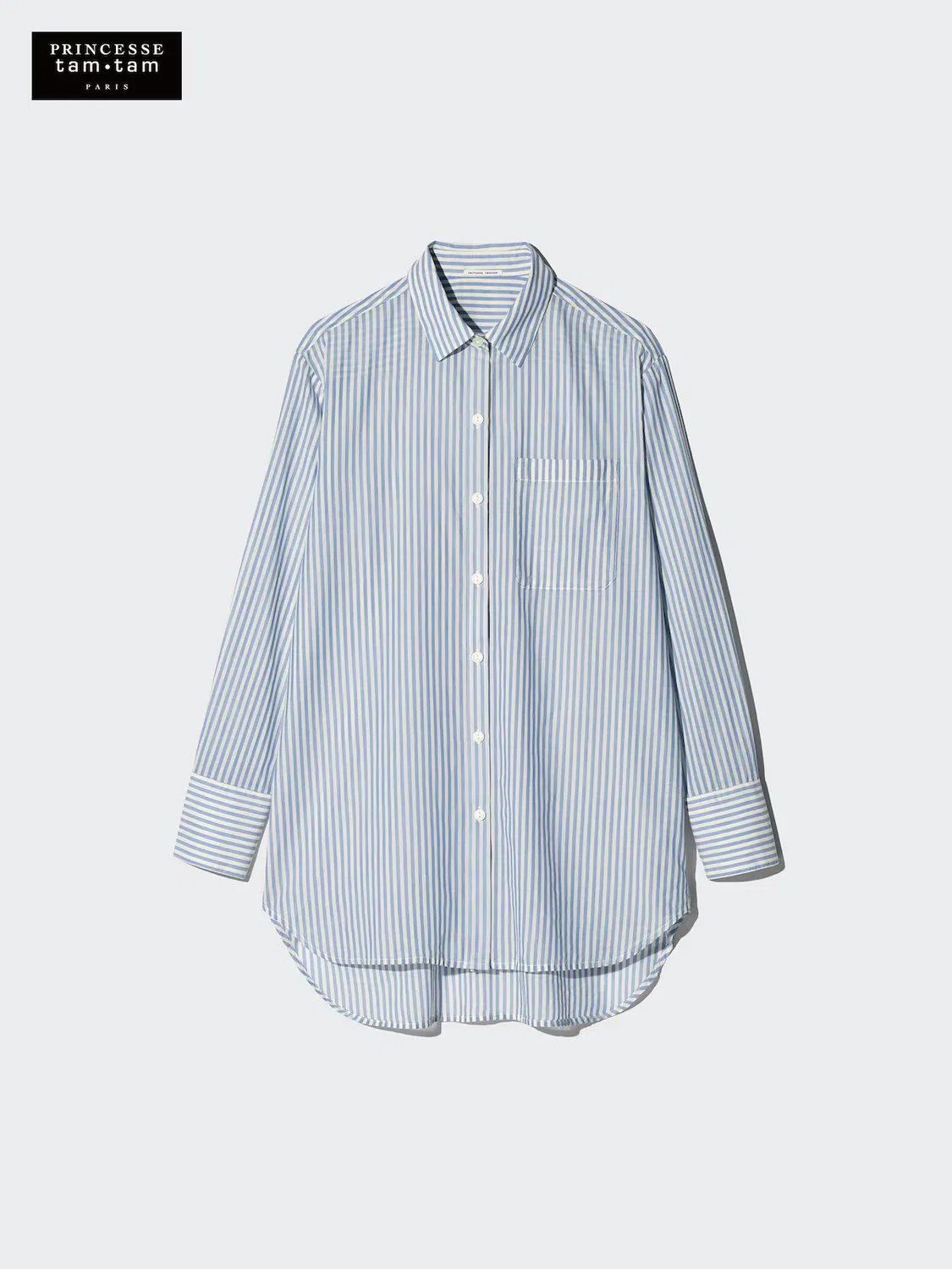 Рубашка Uniqlo, хлопковая, синяя — фото 4