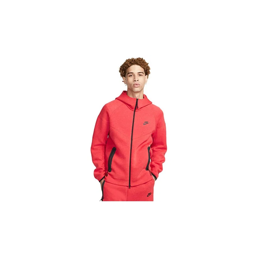 Худи мужское с капюшоном и молнией, флисовое, Nike M Nk Tch Flc Fz Wr Hoodie, Красный