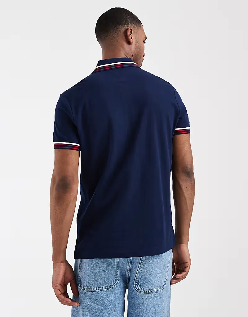 Поло-рубашка Tommy Hilfiger с отворотом и манжетами, темно-синий — фото 4