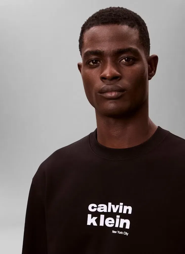Пуловер свитшот с принтом Calvin Klein, черный — фото 4
