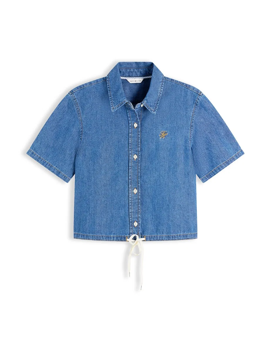 Блузка TOMMY HILFIGER "Boxy Fit Short Sleeve" из синего джинсового материала