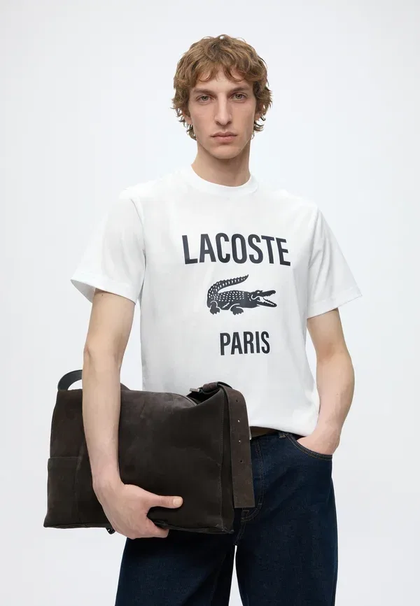 Футболка Lacoste с принтом, хлопок, белый — фото 4