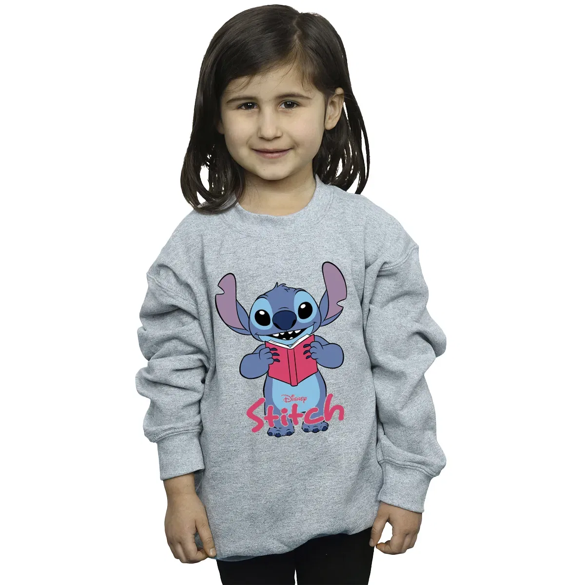 Свитшот с принтом Reading Standing Lilo & Stitch, Grey