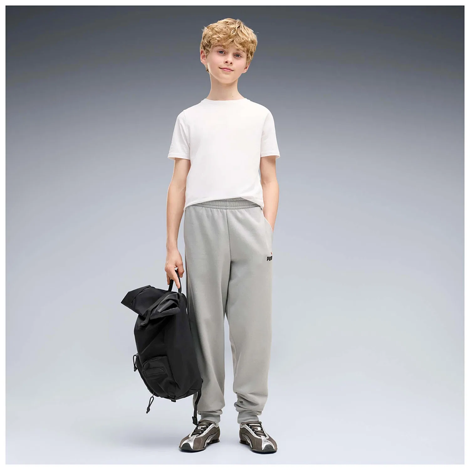 Детские спортивные штаны с принтом Puma Ess 2-Farbig Nr. 1 Logo Sweatpants Fl B, Puma, Grau — фото 4