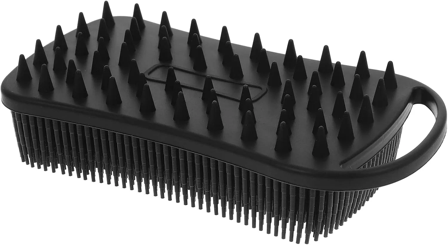 Щетка для тела двусторонняя, силиконовая, TEHAUX, 1 шт, 14x7x3.8 см, Черный
