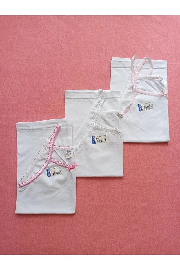 Детское для девочек хлопковое комплект маек с вышивкой Minilkabebe, Pink-White-White-Pink