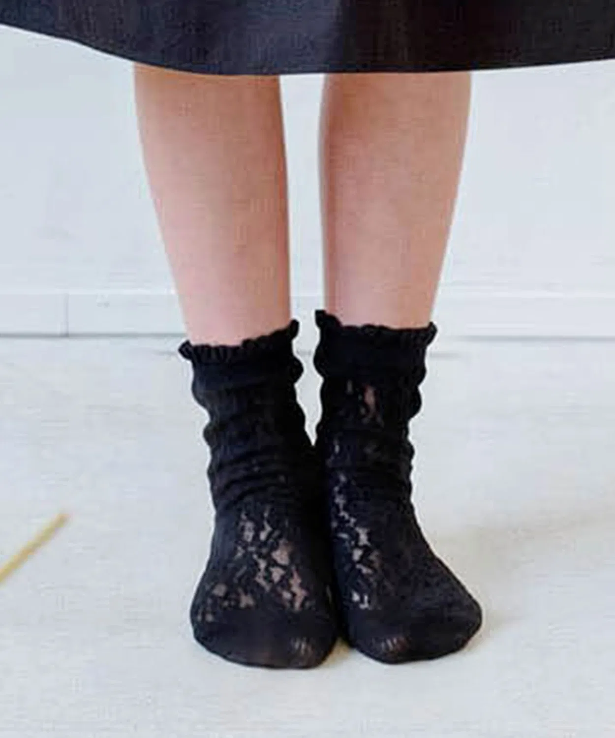 Детские носки с кружевом, модель Melia Lace Rora, Black