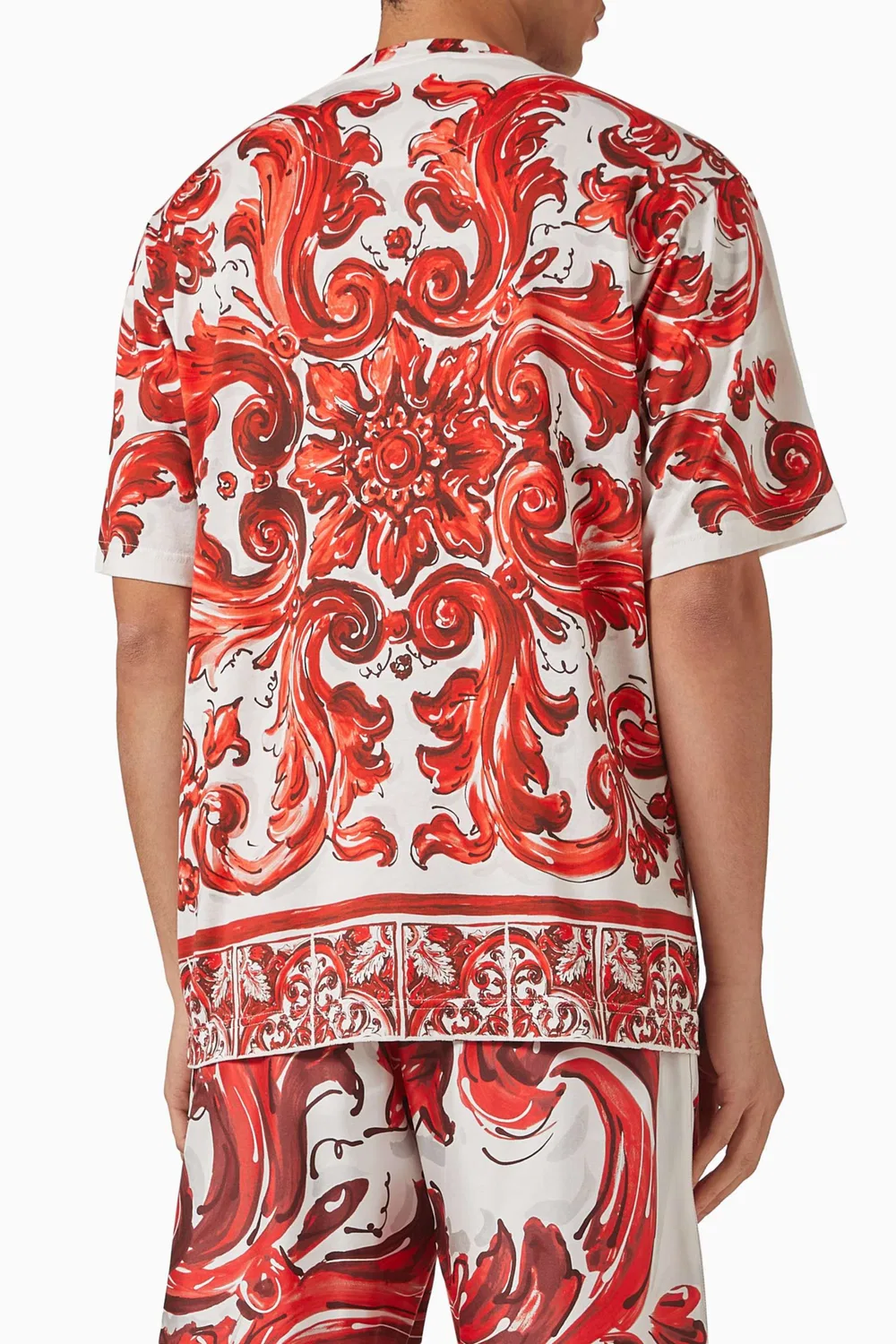 Футболка с принтом Majolica хлопковая Dolce & Gabbana — фото 3
