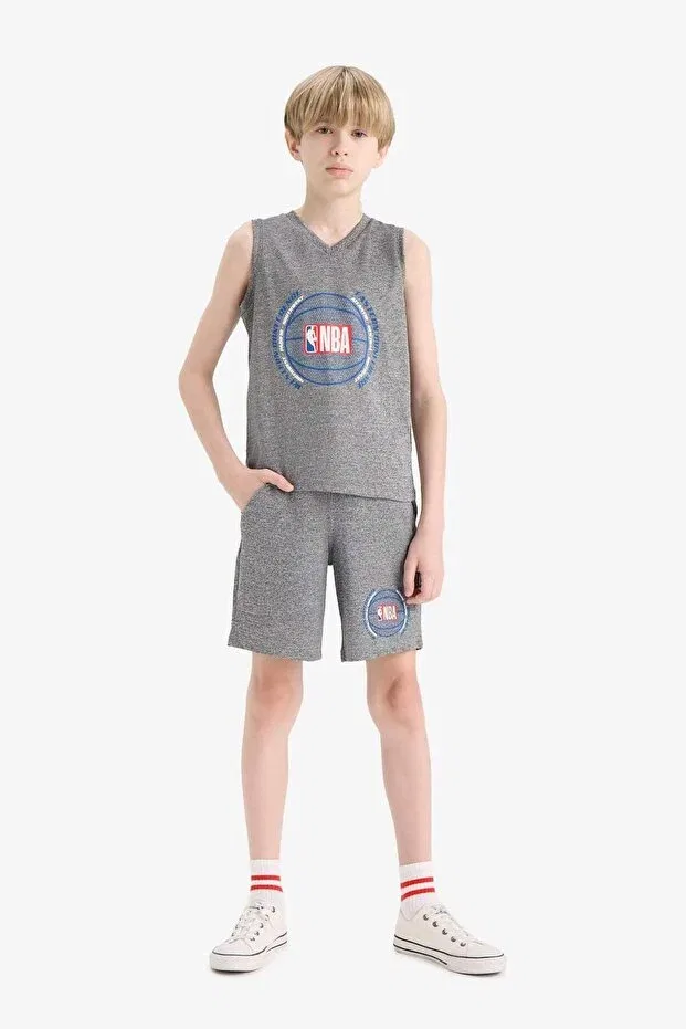Детские шорты для мальчиков хлопковые NBA Wordmark Elastic Waist Shorts Boys Defacto, Gray-Gr210