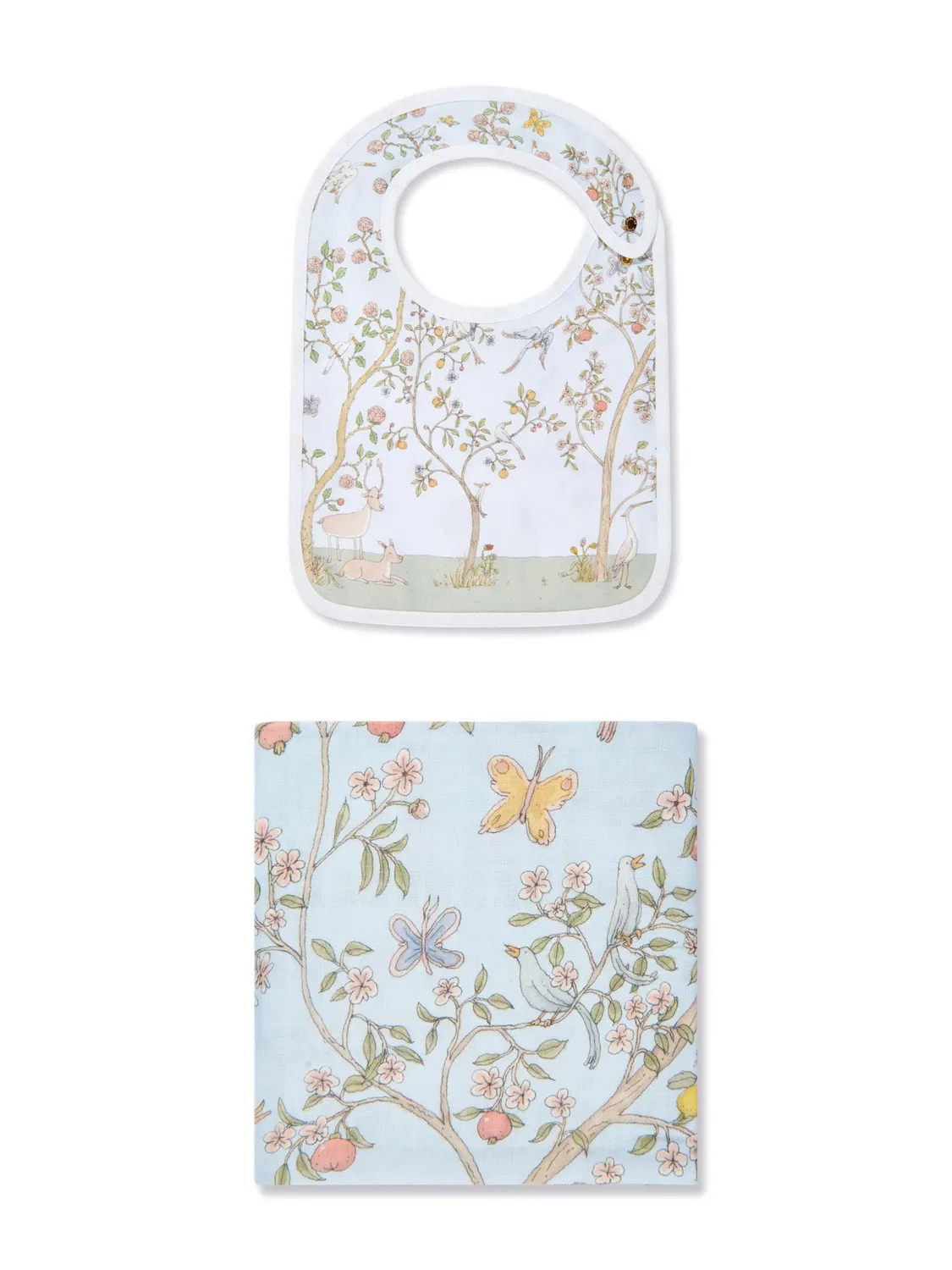 Комплект Carré & Satin In Bloom из одеяла и нагрудника Atelier Choux, синий