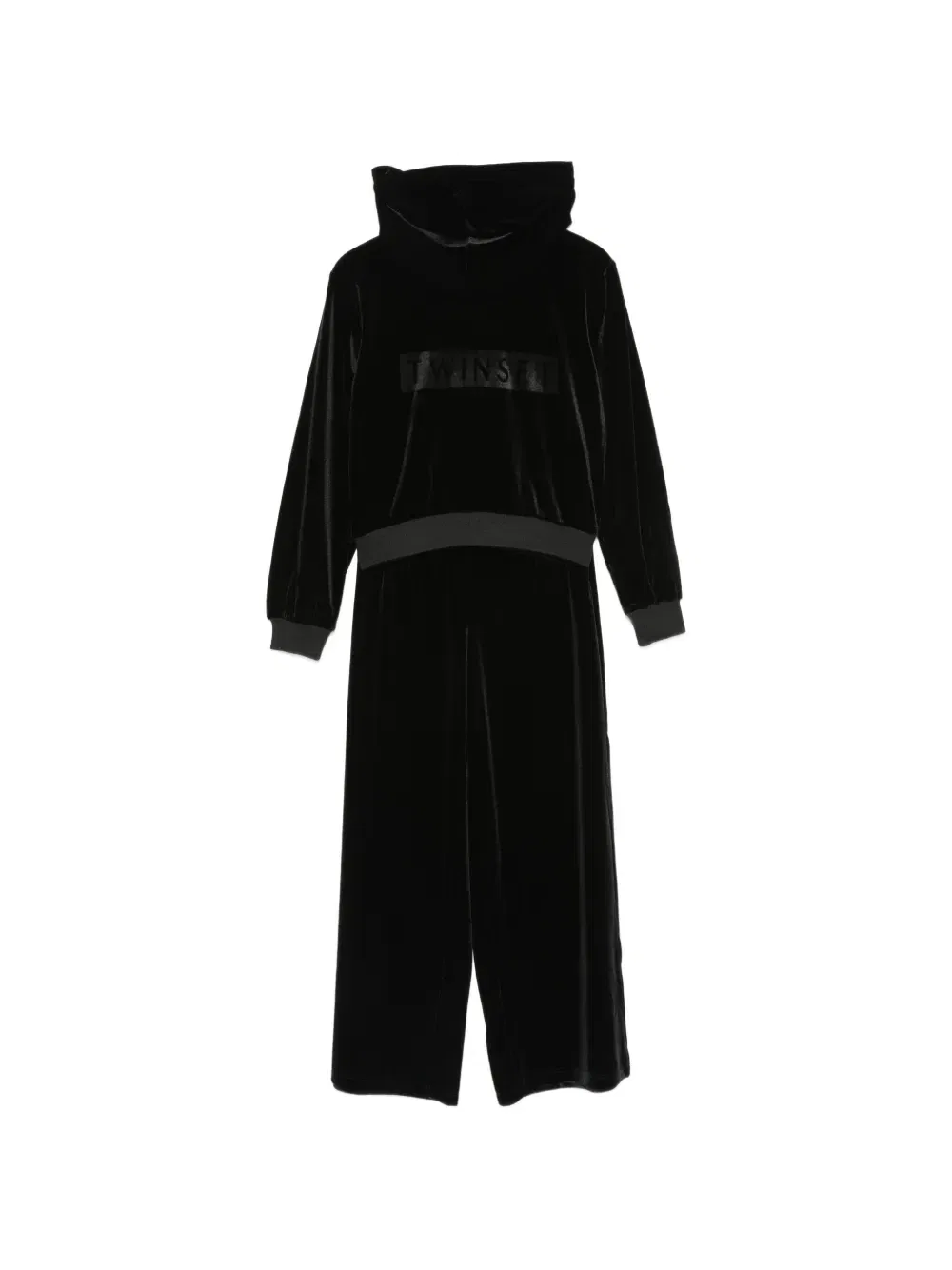Велюровый спортивный костюм с логотипом Twinset Kids, черный — фото 2