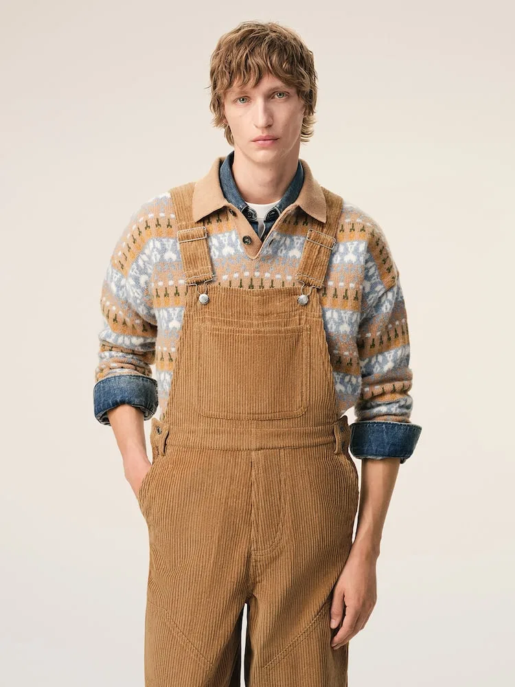 Чиносы-комбинезон Worker Overalls AMI PARIS, Camel — фото 2