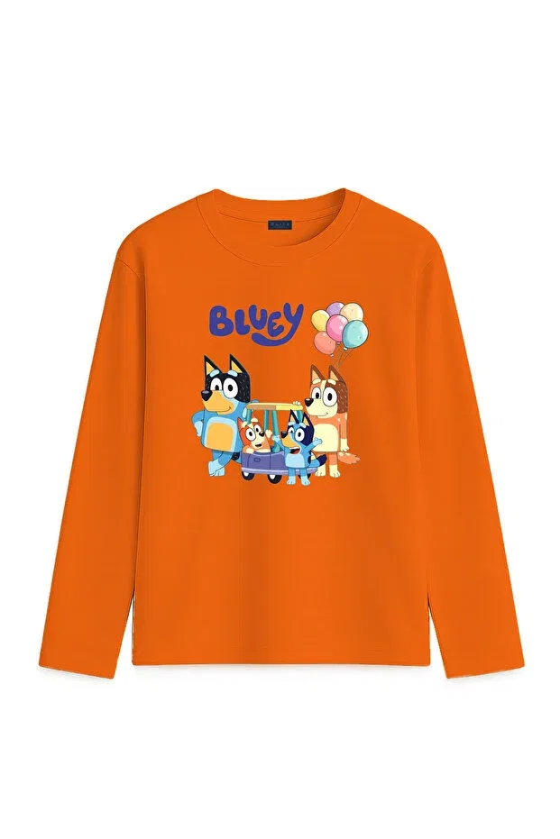 Детская футболка с длинным рукавом с принтом Bluey Blitzist, Oranj